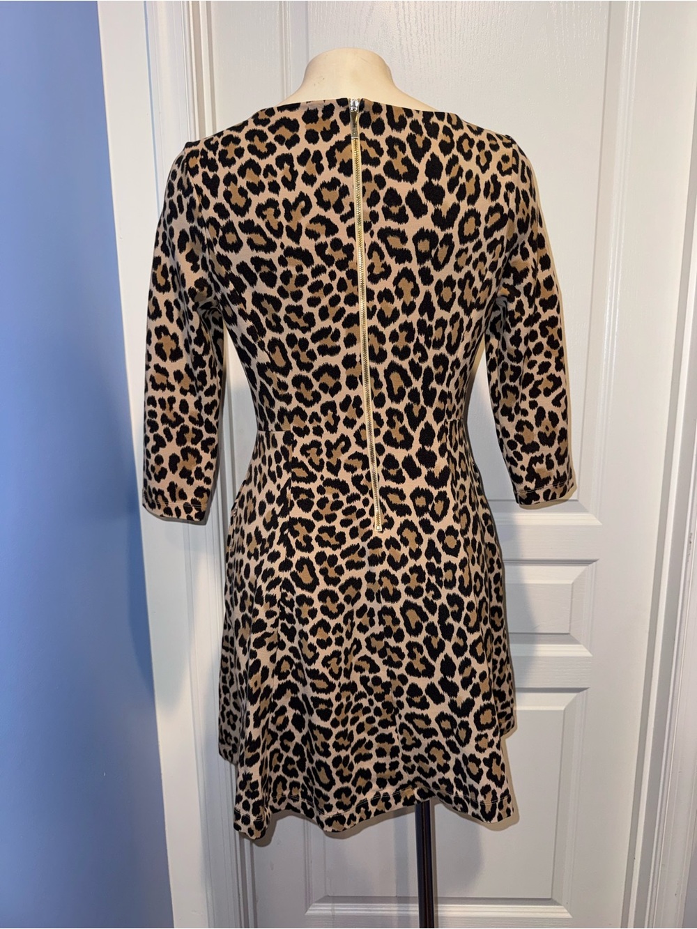 kate spade Leopard Print Long-Sleeve Fit & Flare Dress with pockets size 4 - Picture 2 of 11